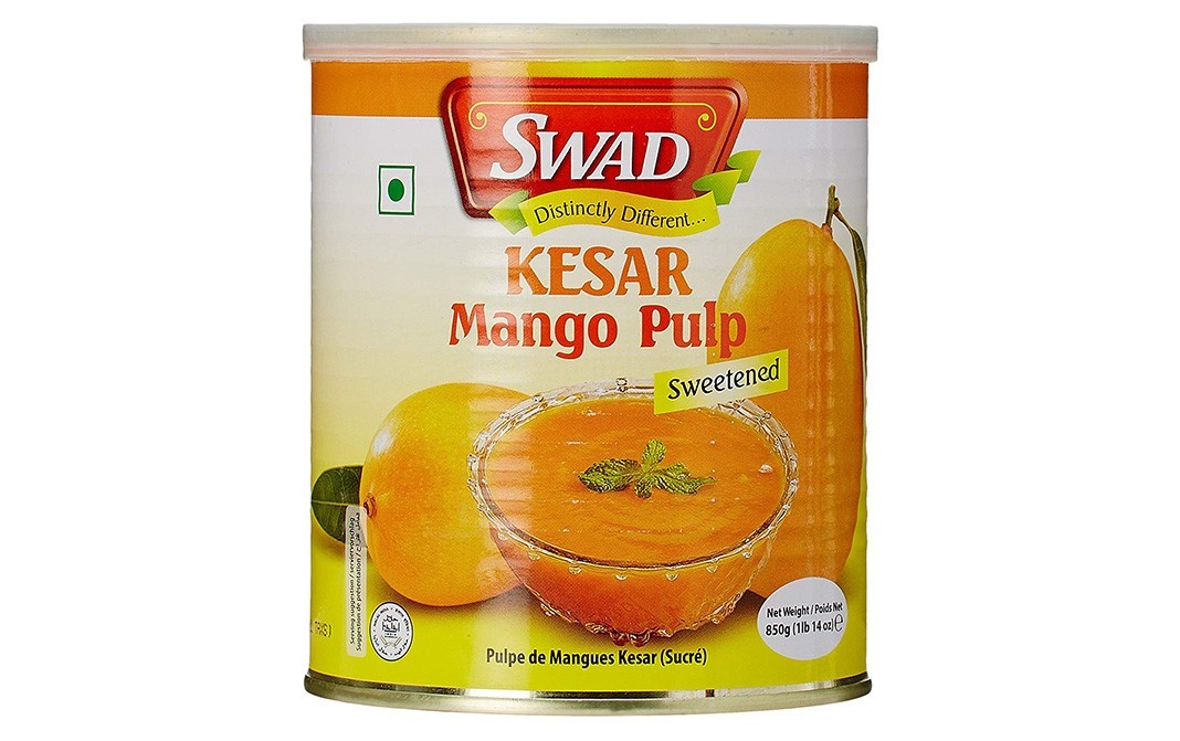 Swad Kesar Mango Pulp Sweetened   Tin  850 grams